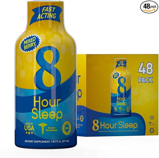 Vitamin Energy 8 Hour Sleep Shot Mixed Berry 48 Pack, Melatonin, 5-HTP, GABA, Valerian, Lavender, Nighttime Relaxation & Sleep Support Supplement, Zero Sugar, Vegan, Gluten-Free, Kosher, 1.93 fl oz