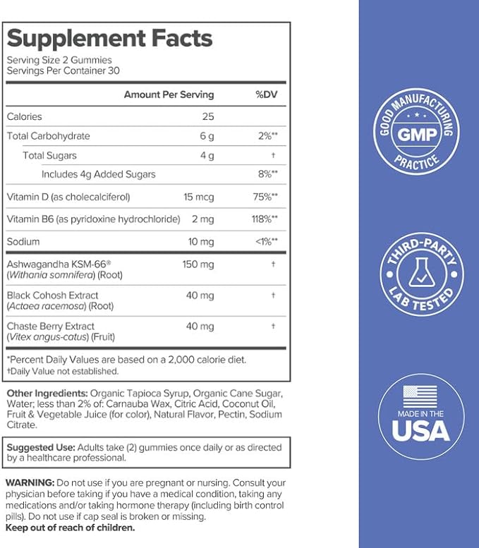 O Positiv MENO Gummies for Menopause, 30 Servings (Pack of 3) - Hormone-Free Supplements for Women with Black Cohosh & Ashwagandha KSM-66 - Helps Alleviate Hot Flashes, Night Sweats, & Mood Swings