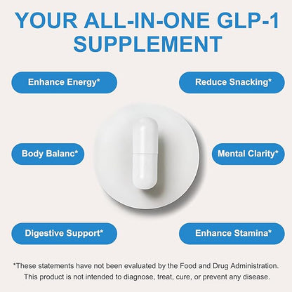 GLP-1 Weight Management Supplement for Women & Men, GLP1 Appetite Control, Energy & Digestion Balance - Vegan, Gluten-Free, Dairy Free, 90 Capsules (Pack of 1)