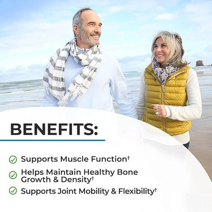 BioSchwartz Bone Strength Supplement - Gentle Non-Constipating Bone Health Supplement for Women & Men with 9-in-1 Complex with Calcium Magnesium Zinc D3 K2 & More - 3rd Party Tested - 2 Months