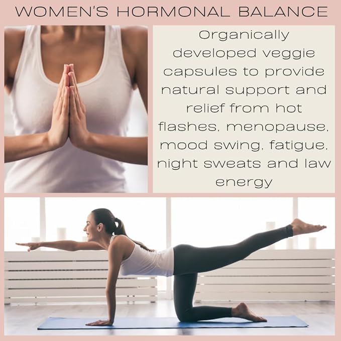 Hormone Balance for Women – Natural Female Energy & Mood Pills – Hot Flashes Menopause Relief Supplement with Vitex Chasteberry, Dong Quai, Maca Root Powder, Ginseng – 90 Veggie Capsules