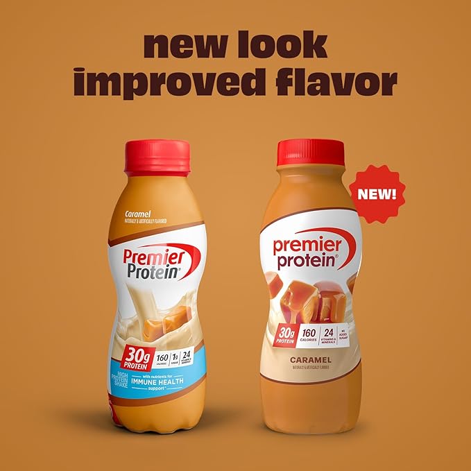 Premier Protein Shake, Caramel, 30g Protein, No Added Sugar, 24 Vitamins & Minerals to Support Immune Health, 11.5 fl oz, 1 Pack