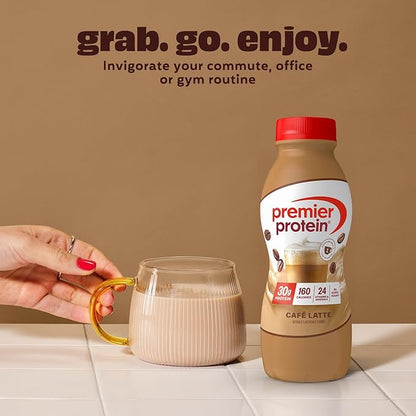 Premier Protein Shake, Café Latte with Caffeine for Energy – 30g Protein, No Added Sugar, 24 Vitamins & Minerals to Support Immune Health, 11.5 fl oz, 6 Pack (Packaging May Vary)