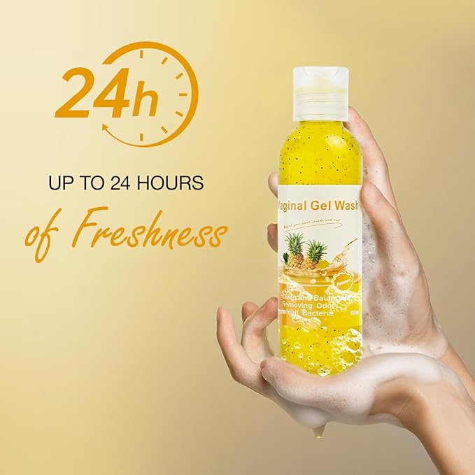 BASSI 2PCS Feminine Wash for Women pH Balance, All Natural Yoni Wash Body Wash Hygiene Vagina Wash Soap for Women Moisturizing Remove Odor Intimate Health, 5.07 Fl Oz, Pineapple Scent