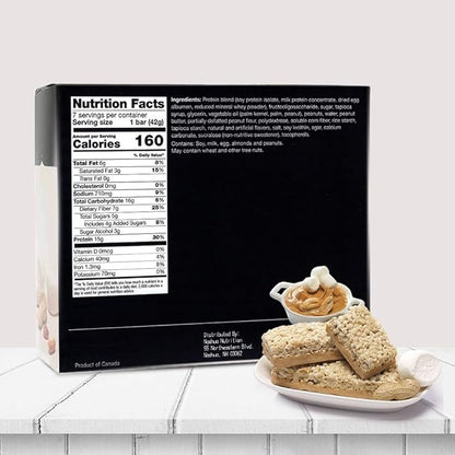 Proti-Thin Fluffy Nutter Protein Bars, 15g Protein, Low Calorie, Very Low Carb (VLC), Low Fat, High Fiber Snack Bar, KETO Diet Friendly, Ideal Protein Compatible, No Gluten Ingredients, 7 /Box