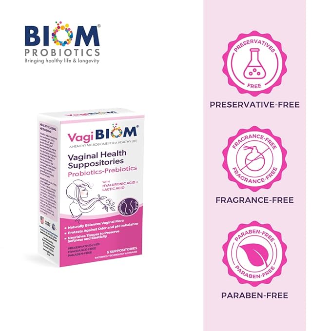VagiBiom Lactobacillus Suppository: Microbiome Flora balance and Odor Control Regimen; Balance and Nourishes Healthy Flora; Paraben-Free Preservative-Free