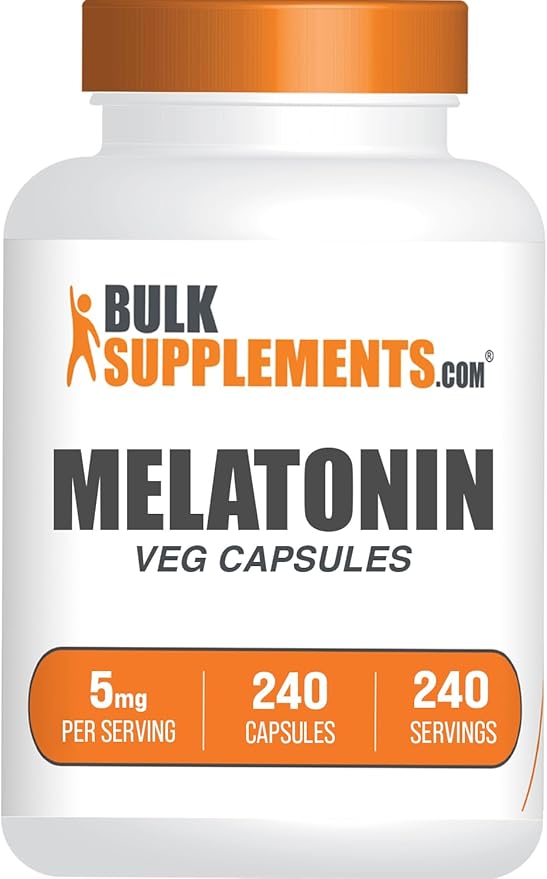 BulkSupplements.com Melatonin 5 mg Capsules - Melatonin for Adults, Sleep Supplement - 5mg Melatonin per Serving, 1 Capsule per Serving, 240 Capsules (Pack of 1)