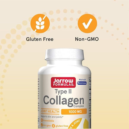 Jarrow Formulas® Type II Collagen Complex 1000 mg Supplements, Supports Skin and Joint Health, 60 Capsules, 30 Day Supply (Pack of 2)