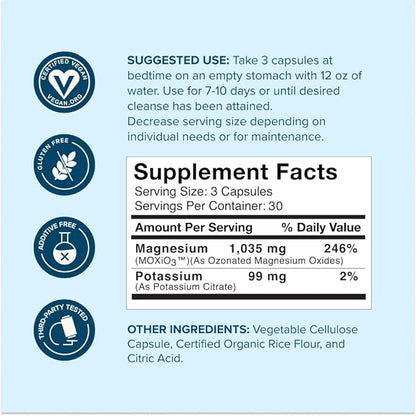 nbpure MagO7 - Natural Colon Cleanse & Detox | Occasional Constipation Relief, Stool Softening, & Bloating Support for Men & Women | Ozonated Magnesium Oxide, 90 Capsules