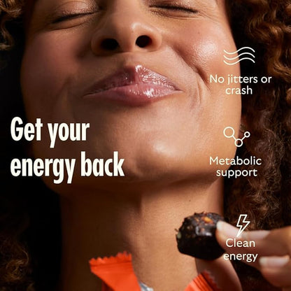 GEM Energy Caffeinated Chocolate Bite | Holistic Sustained Energy | Supports Metabolism, Stamina & Endurance | 40mg Caffeine, Ginseng Root, L-Theanine | Chocolate Cacao Sea Salt | 7 Servings