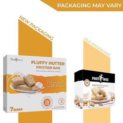 ProtiWise – High Protein 15g Bar | 7/Box | Weight Loss, Diet, KETO Friendly, Hunger Control, Meal Replacement | Gluten Free, Low Fat, Low Sugar (Fluffy Nutter)