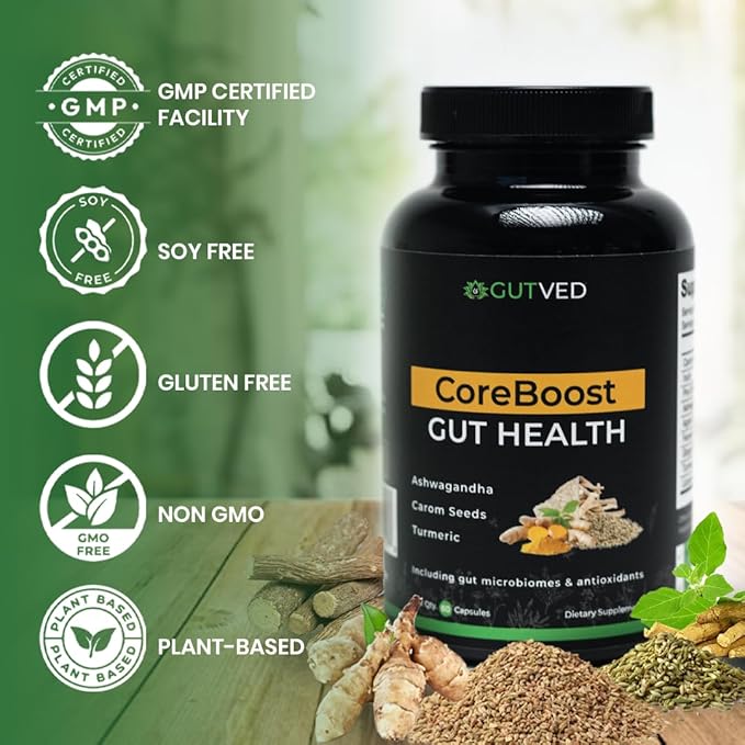 Bloating & Gas Relief Probiotic for Women & Men | 9-in-1 Gut & Digestive Support with Probiotics, Prebiotic Inulin, Turmeric, Ginger & Fennel | Daily Plant-Based Capsules, 60 Count