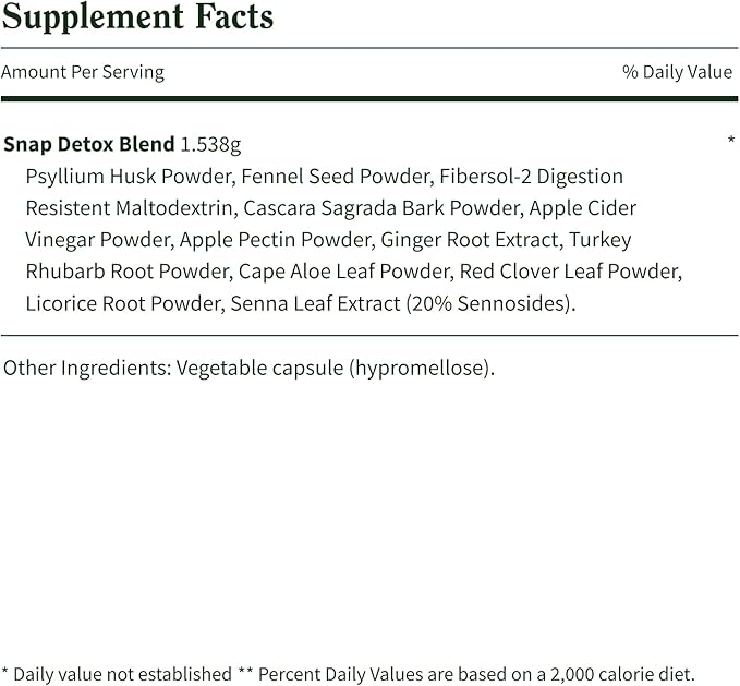 Snap Supplements Detox Cleanse Capsules - Advanced Blend for Full Body Detox & Cleanse, Flush Out Toxins, Improve Digestion & Gut Health, Cleanse and Detox, Licorice & Ginger Root (60 Capsules)
