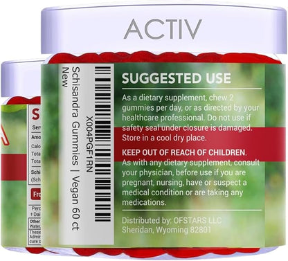 Schisandra Supplement 1200mg | 50x Regular Strength Schisandra Whole Berry | Vegan Sugar Free Cherry Flavor 60 Gummies