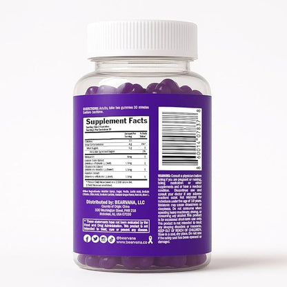 BEARVANA Sleep Gummies with Melatonin | Grape Flavored Vegan Sleep Supplement with Lemon Balm, Chamomile & Valerian Root | Night time Relaxation & Rest Support | 60 Gummies