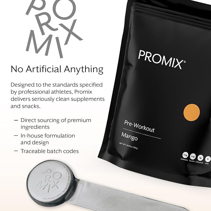 ProMix Nutrition Pre-Workout - Maximize Focus and Performance - Free of Stevia, Xanthan Gum, Soy, Gluten and GMOs - Mango - 30 Servings (Pack of 1)