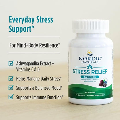 Nordic Naturals Stress Relief Gummies, Mixed Berry, 40 Gummy Supplements, Supports Daily Mood and Immune System Health, Non-GMO, Vegetarian, 20 Servings (Pack of 2)