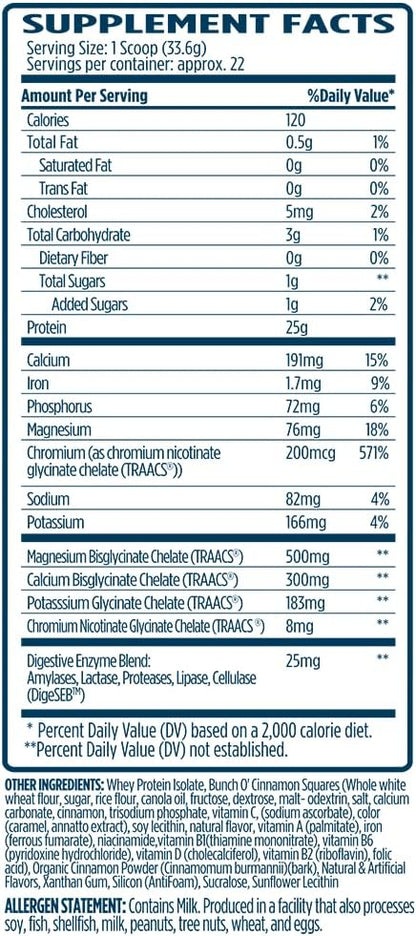 VMI Sports | ProtoLyte Whey Isolate Protein Powder | Low Calorie Whey for Weight Loss and Muscle Gain | Digestive Enzymes | Non-GMO (1.6 lb, Cinnamon Crunch)
