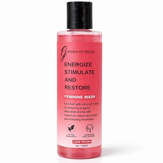 Love Potion Feminine Wash – Rose Yoni Cleanser for Women, Natural Intimate Wash with Aloe & Essential Oils, Odor Control & pH Balanced Daily Care, Plant-Based Formula, 240ml