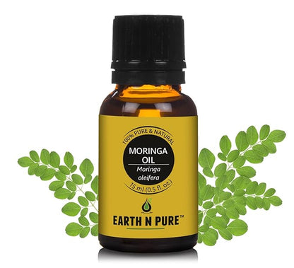 Earth N Pure Moringa Oil Cold Pressed, Pure and Natural with Glass Dropper 15 ml