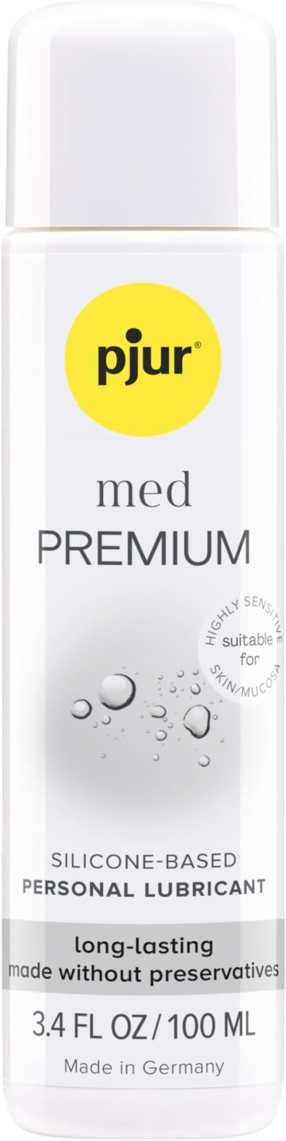 pjur med Premium – Top-Grade Silicone-Based Lubricant for Dry & Sensitive Mucous Membranes, No Preservatives, Extra Long-Lasting, 3.4 oz / 100 ml