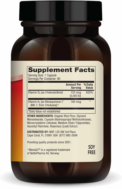 Dr. Mercola Vitamins D3 & K2 - Supports Immune, Brain, Cardiovascular, Respiratory & Bone Health - GMO-Free, Gluten-Free & Soy-Free - 90 Capsules (90 Servings)