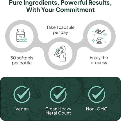 Organics Ocean Better D3 + K2-100% Organic VIT D3 and K2 Supplements with Maximum Bioavailability - Supports Bone Density, Calcium Balance, Immunity & Mood - 1-Pack, 30-Day Supply