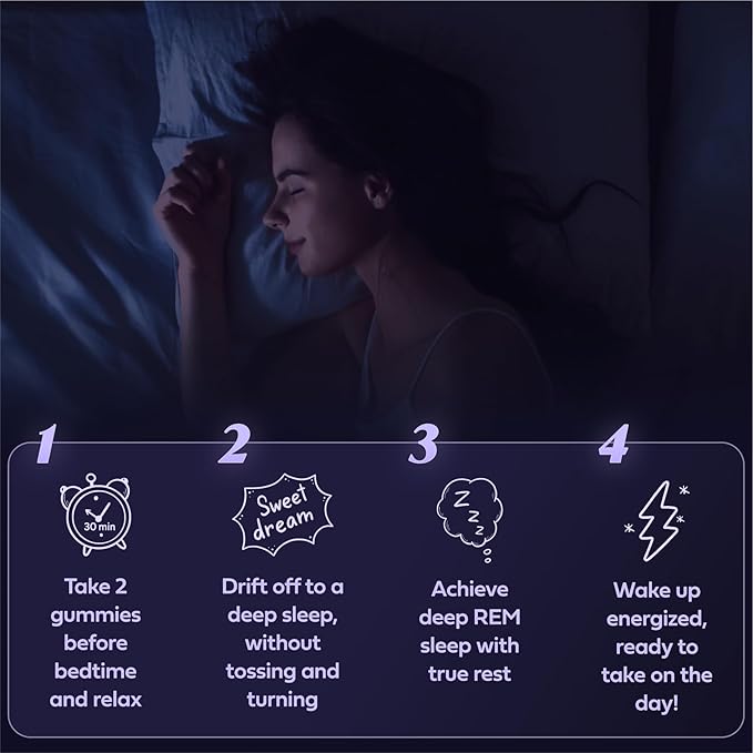 SweetDreams Dream Gummies Natural Sleep Aid for Adults, 5mg Melatonin, Magnesium, & L-Theanine - Vegan Gummy Supplement - Melatonin Gummies for Restful Deep Sleep Cycles (Strawberry Moon)