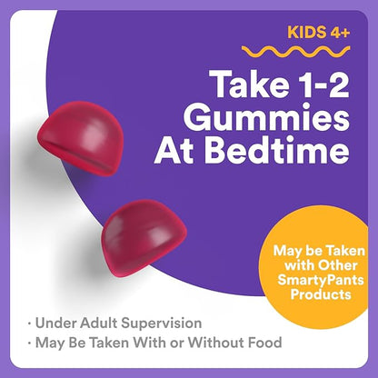 SmartyPants Kids Sleep Gummies Supplement with Melatonin 0.5mg: Chamomile & Vitamin D3, Sleep Aid, Strawberry Mango Flavor, 60 Count