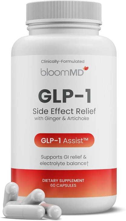 GLP-1 Side Effect Relief Supplement – Support for Nausea, Bloating & Fatigue – Natural Digestive Support with Ginger, Magnesium, B12 & Electrolytes – for GLP-1 Users – 60 Capsules