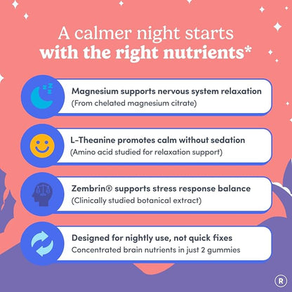 First Day Women’s Nighttime Reset Calming Magnesium Gummies – Sleep Aid Supports Peaceful Rest, Balanced Mood & Energy – Supplement with Magnesium Citrate, L-Theanine & No Melatonin – 30-Day Supply