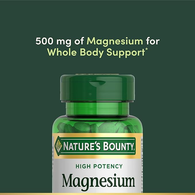 Nature's Bounty Magnesium, Mineral Supplement, Supports Bone and Muscle Health, 500 mg, Coated Tablets, 100 Count