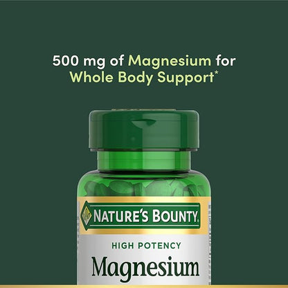 Nature's Bounty Magnesium, Mineral Supplement, Supports Bone and Muscle Health, 500 mg, Coated Tablets, 100 Count