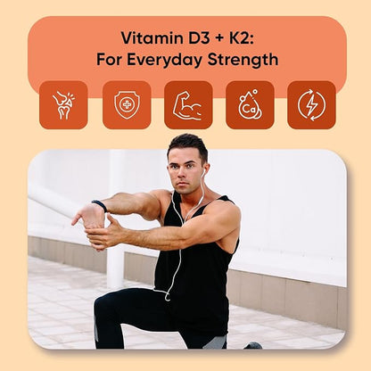WeightWorld Vitamin D3 K2 5000IU Capsules for Bone Strength & Immune Health - 4 Months Supply Vitamin D3 and K2 Supplements - 120 Vegan D3 K2 Capsules for Women and Men, Non-GMO, Gluten-Free