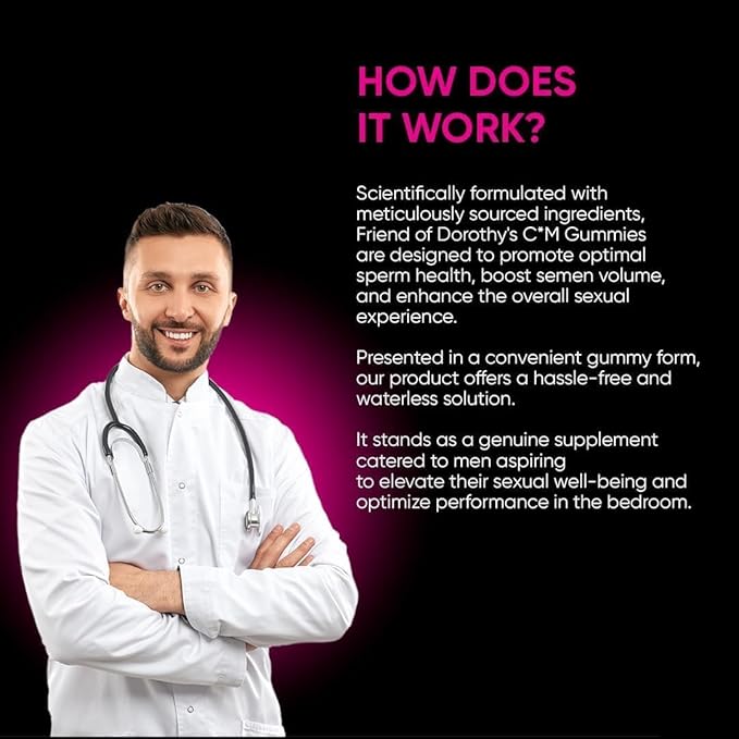 Raspberry C*M Gummies Improves Sperm Volume and Load Semen Volume Supplement - 60 Capsules - 1 Month Supply