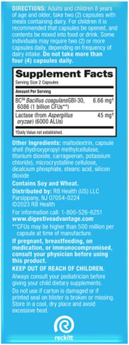 Digestive Advantage Lactose Defense Enzymes + Probiotics for Women & Men Occasional Bloating, Lactose Breakdown, Minor Abdominal Discomfort, Immune Support, 96 Count Capsules (3 Pack)