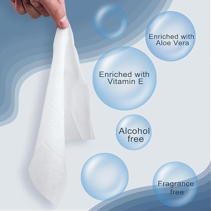 twoworld Body Wipes for Women and Men, Individually Wrapped Face and Body Wipes, No Rinse Personal Cleansing Wipes, Travel Size, 50 Count