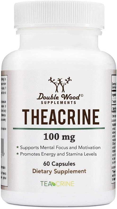 Theacrine (Teacrine) 100 Mg, 60 Capsules - Energy and Focus Supplement (Similar to Caffeine Pills but More Subtle and Longer Lasting) Non-GMO and Gluten Free by Double Wood