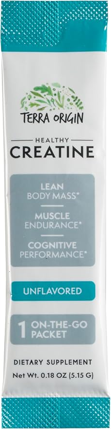 TERRA ORIGIN Healthy Creatine Micronized Monohydrate Powder | 30 Stick Packs | Support for Muscle and Cognitive Performance* | Supplement for Women and Men | Unflavored, Gluten Free, Zero Sugar