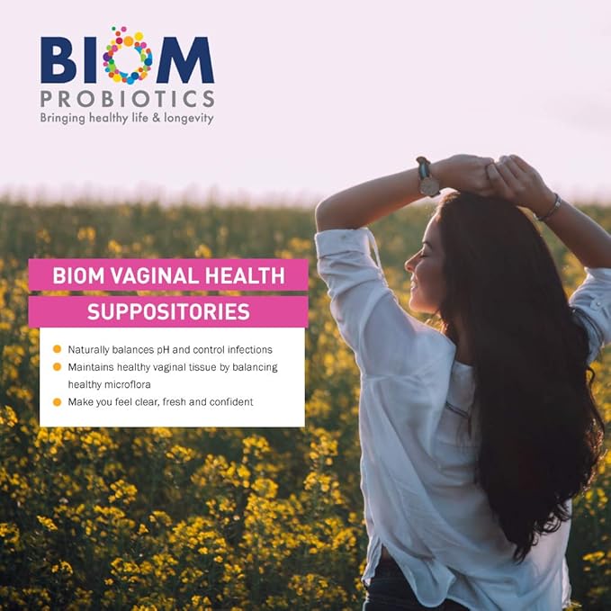 Biom Probiotic Suppository: Natural Vaginal pH and Odor Control Regimen; Balance and Nourishes Vaginal Microbiome; No Parabens (30)