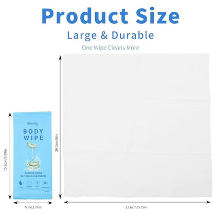 365 Pcs Body Wipes Individually Wrapped (9.29" x 8"), Large Shower Wipes for Adults Bathing No Rinse, Portable Personal Cleansing for Gym, Camping, Hiking, Backpacking,Bulk Homeless Supplies
