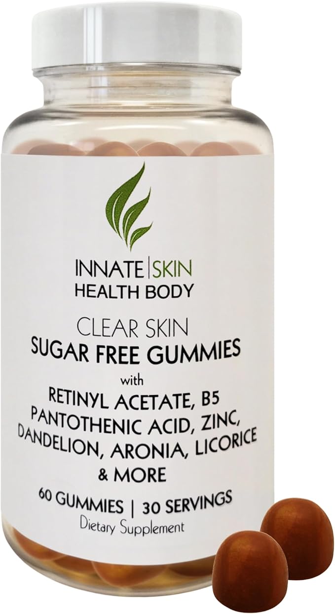 Innate Skin Health Body Clear Skin Acne Gummies - Complexion Supplement, Pantothenic Acid & Antioxidants, Vitamins 60 Count