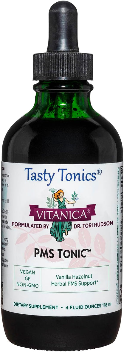 Vitanica PMS Tonic, Premenstrual Support and Relief, Saint Johns Wort, Dong Quai, Chaste Tree Berry, Wild Yam and More, Vegan, 4 Ounce