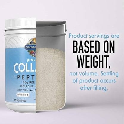 Garden of Life Grass Fed Collagen Peptides Powder Unflavored Collagen Powder for Women Men Hair Skin Nails Joints, Hydrolyzed Collagen Protein Supplements, Collagen for Women & Men, 28 Servings