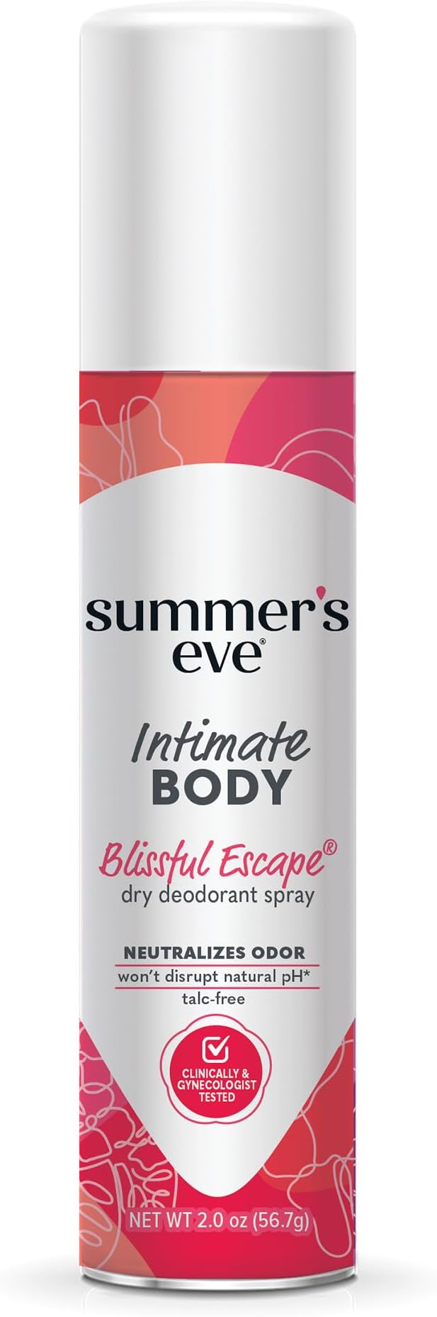 Summer's Eve Daily Refreshing Feminine Spray, Blissful Escape, Daily Body Spray for Women, Feminine Care that Neutralizes & Reduces Body Odor, Gynecologist-Tested, 2 oz