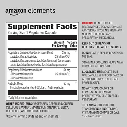 Amazon Elements Women's Probiotic, 50 Billion CFU, 7 Strains Blend, Supports Urinary & Vaginal Health, 30 Capsules