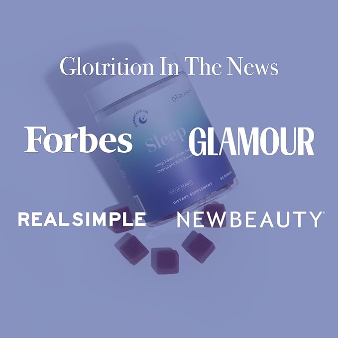 Glotrition Beauty Sleep Gummy | Deeper, Higher Quality Sleep | Rejuvenate & Moisturize Skin at Night | Non-Habit Forming with Natural Ingredients | 60 Gummies