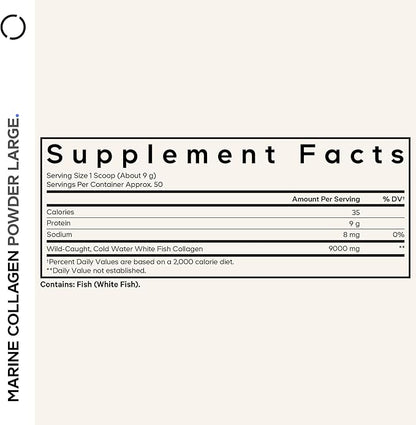 Codeage Marine Collagen Powder - Wild-Caught Hydrolyzed Fish Collagen Peptides - Type 1 & 3 Collagen Protein Supplement - Amino Acids for Skin, Hair, Nails - Paleo Friendly, Non-GMO, 15.87 Ounces