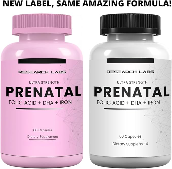 Research Labs Prenatal Vitamins for Women 2 Fer 1 Ad: 6X More Bioavailable Methylated Folate Folic Acid MTHF 5 | Supports Brain Development, Healthy Growth