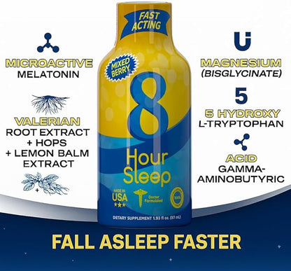 Vitamin Energy 8 Hour Sleep Shot Mixed Berry 48 Pack, Melatonin, 5-HTP, GABA, Valerian, Lavender, Nighttime Relaxation & Sleep Support Supplement, Zero Sugar, Vegan, Gluten-Free, Kosher, 1.93 fl oz